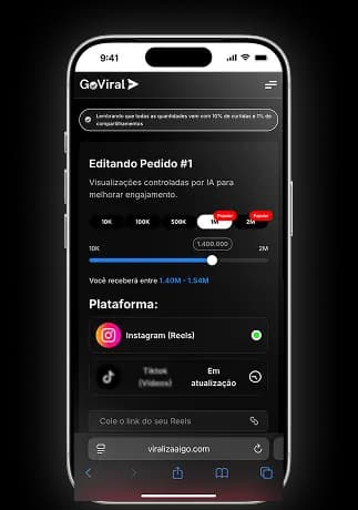 Mockup de um celular no site da GoViral
