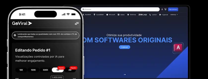 Site de compra de bots no celular e loja virtual de softwares desenvolvido de pela Okacodes